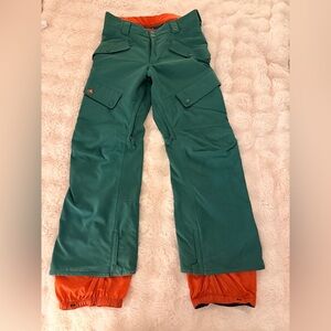 Burton Two-Tone Green and Orange Snow Pants